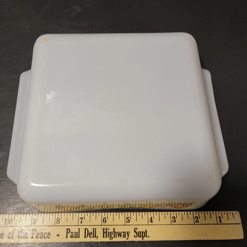 Vintage FireKing Summerfield Flowers Square Pyrex Baking Dish‎